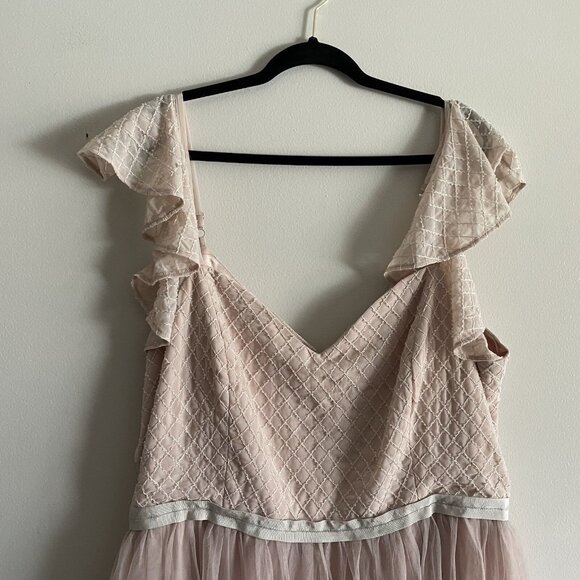 City Chic Women L/20 Beaded Bodice Fit & Flare Tulle Midi Tender Kiss Dress NWT - Picture 4 of 11